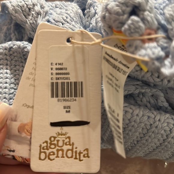 NWT Agua Bendita Albany Crop Top blue woven knit M beach summer spring boho - Picture 6 of 7